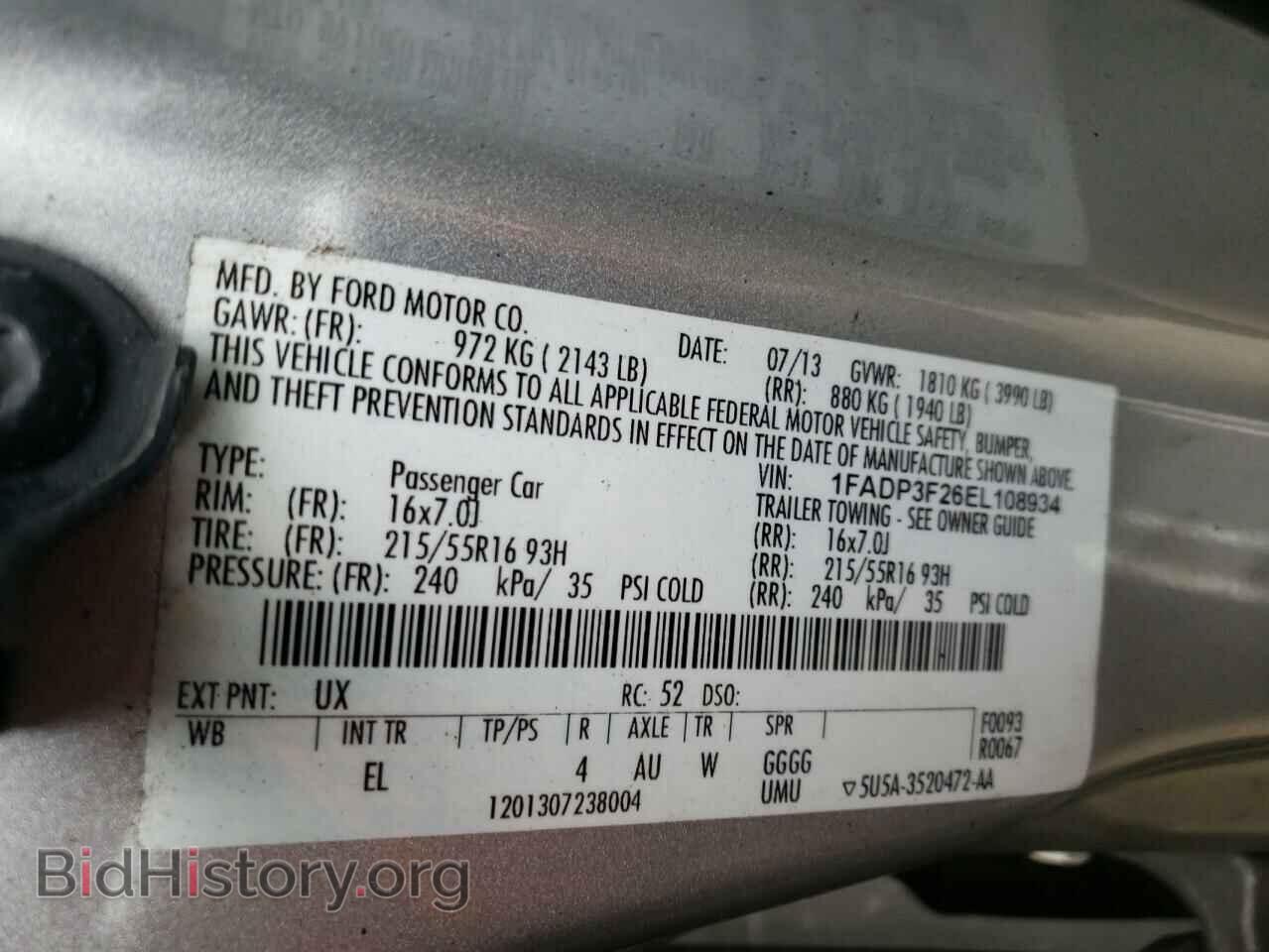2014 FORD FOCUS - VIN: 1FADP3F26EL108934 - Фото 10