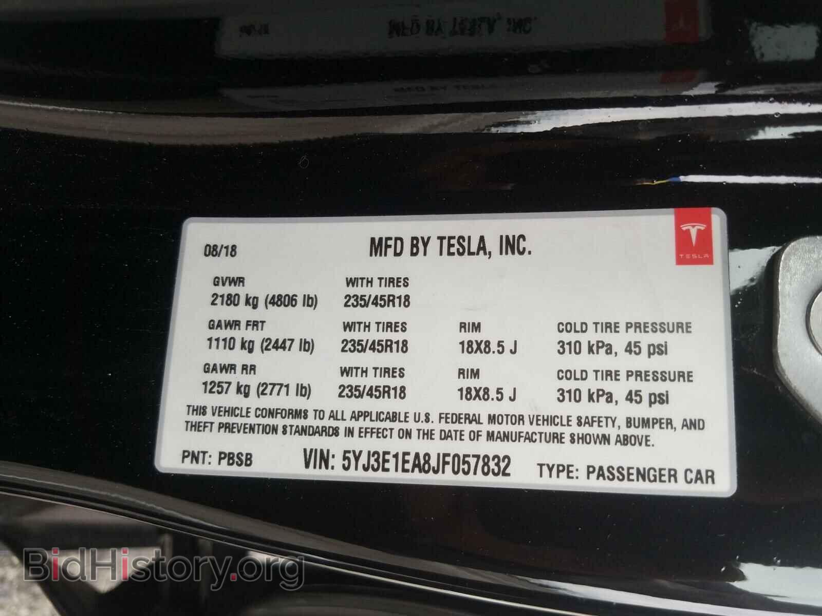 2018 TESLA MODEL 3 - VIN: 5YJ3E1EA8JF057832 - Фото 10