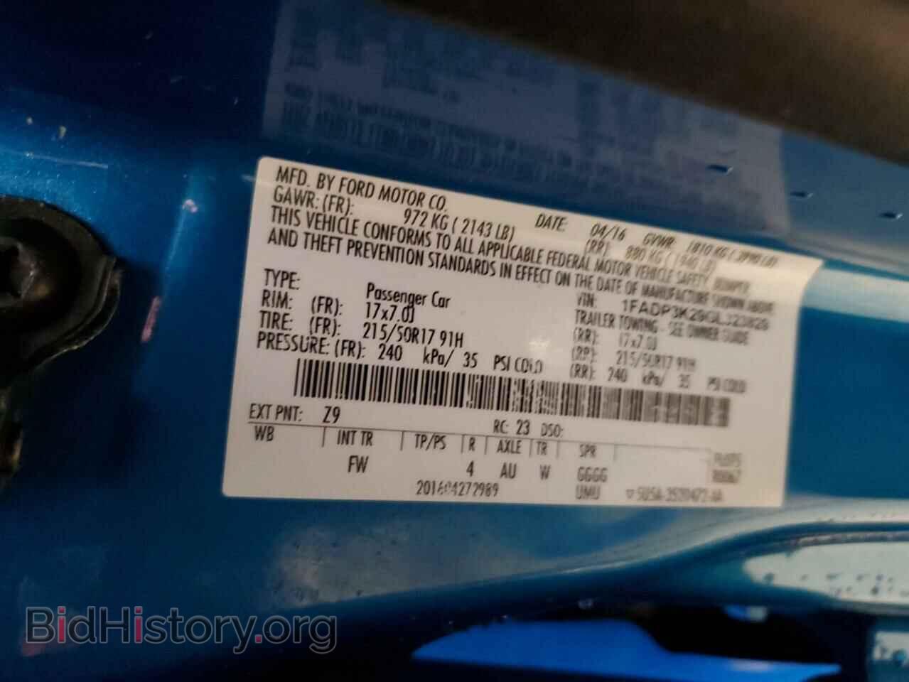 2016 FORD FOCUS - VIN: 1FADP3K29GL323829 - Фото 12