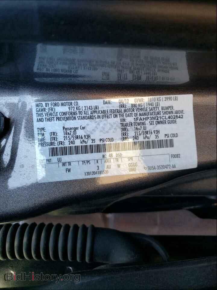 2012 FORD FOCUS - VIN: 1FAHP3M21CL402842 - Фото 10