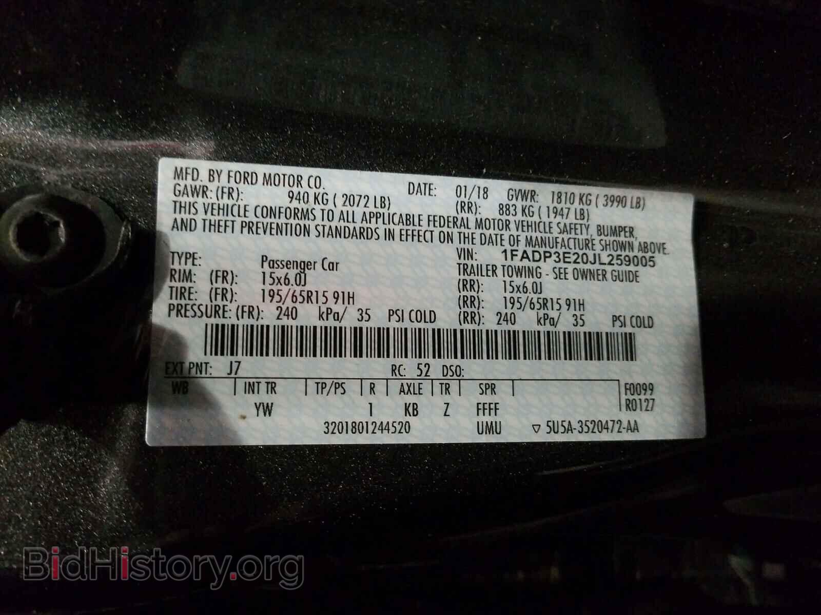 2018 FORD FOCUS - VIN: 1FADP3E20JL259005 - Фото 10
