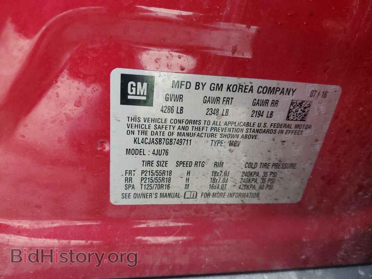2016 BUICK ENCORE - VIN: KL4CJASB7GB749711 - Photo 13