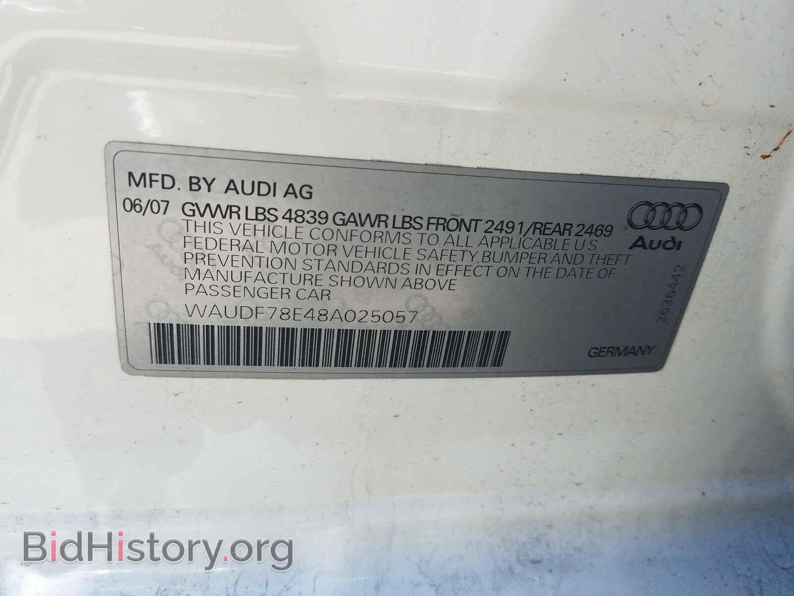 2008 AUDI A4 - VIN: WAUDF78E48A025057 - Фото 10