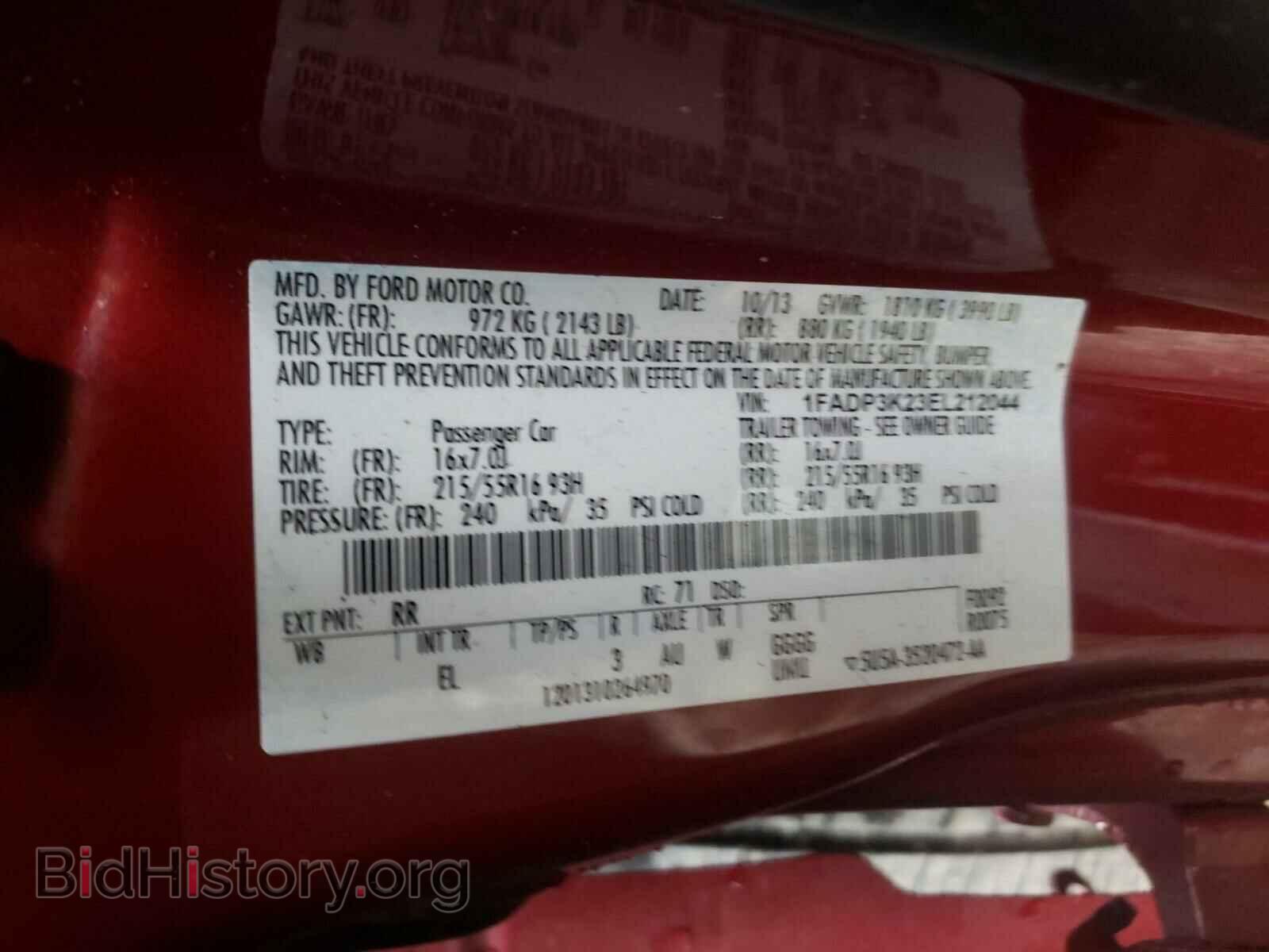 2014 FORD FOCUS - VIN: 1FADP3K23EL212044 - Фото 10