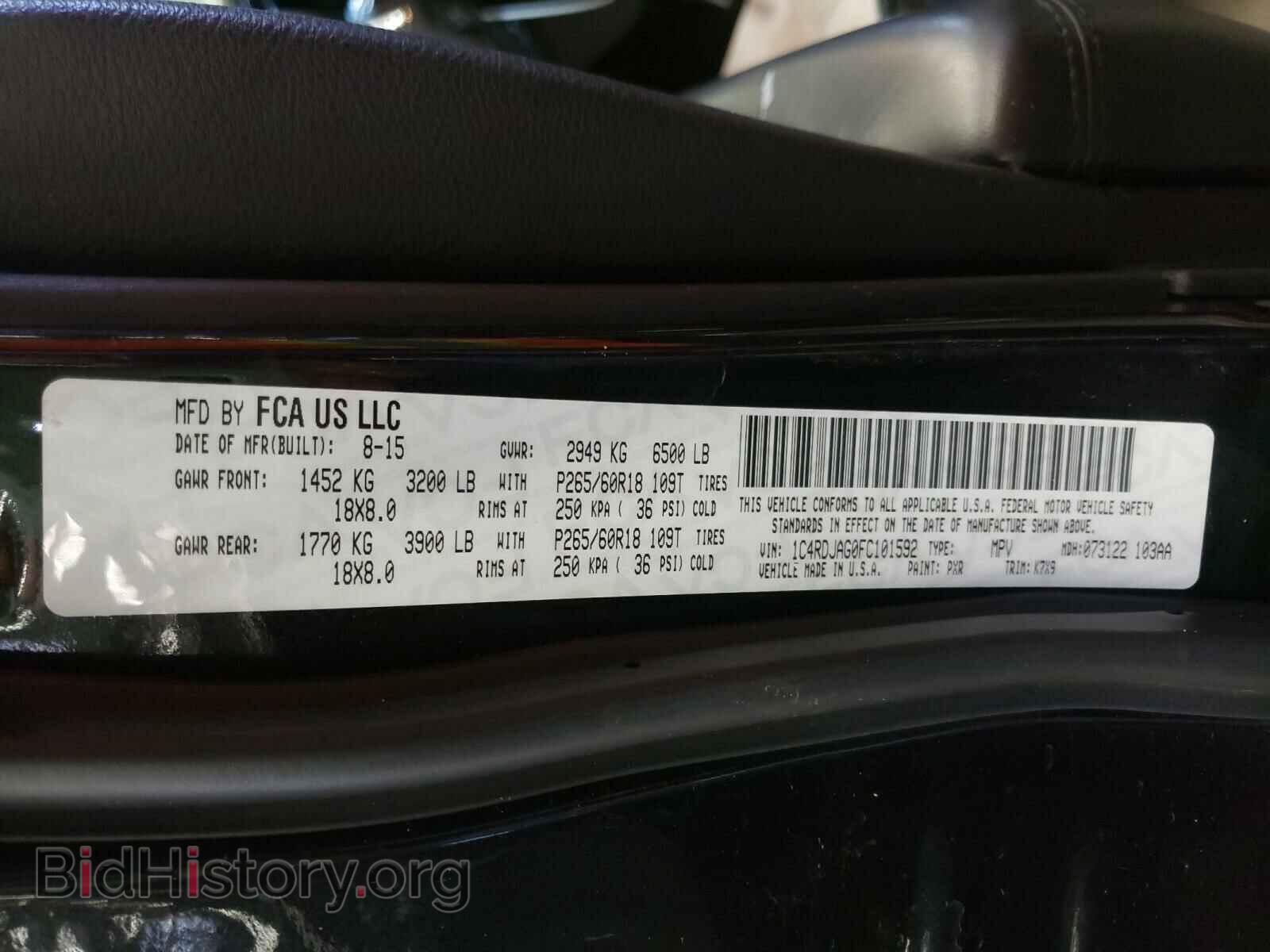 2015 DODGE DURANGO - VIN: 1C4RDJAG0FC101592 - Photo 10