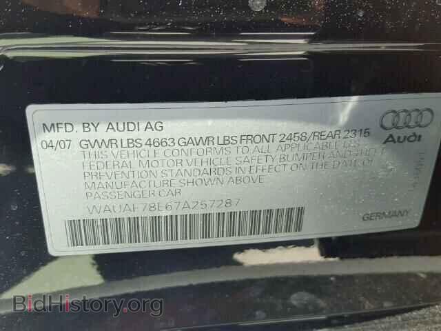 2007 AUDI A4 - VIN: WAUAF78E67A257287 - Фото 10