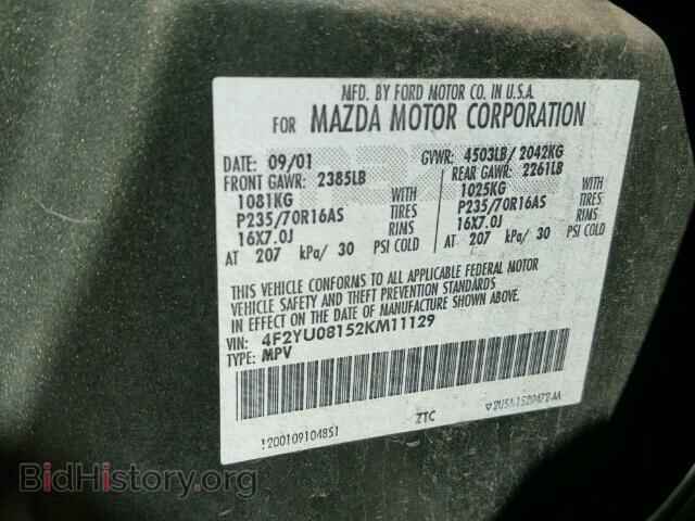 2002 MAZDA TRIBUTE - VIN: 4F2YU08152KM11129 - Фото 10