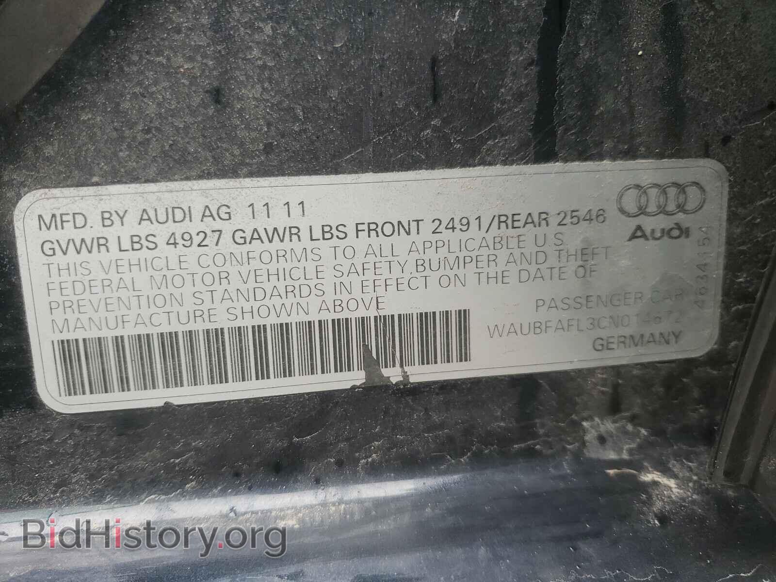 2012 AUDI A4 - VIN: WAUBFAFL3CN014672 - Photo 10