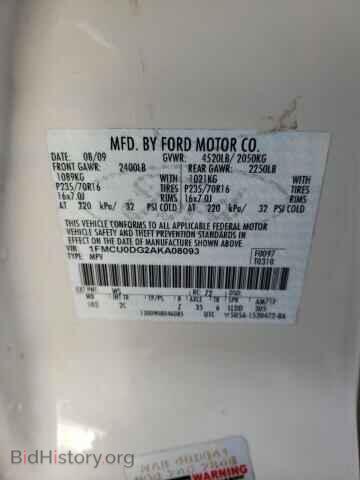 2010 FORD ESCAPE - VIN: 1FMCU0DG2AKA08093 - Фото 10