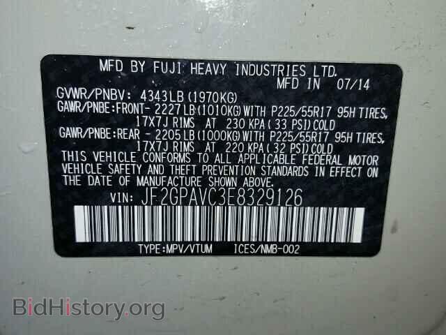 2014 SUBARU XV - VIN: JF2GPAVC3E8329126 - Фото 10