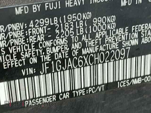2012 SUBARU IMPREZA - VIN: JF1GJAC6XCH022097 - Фото 10