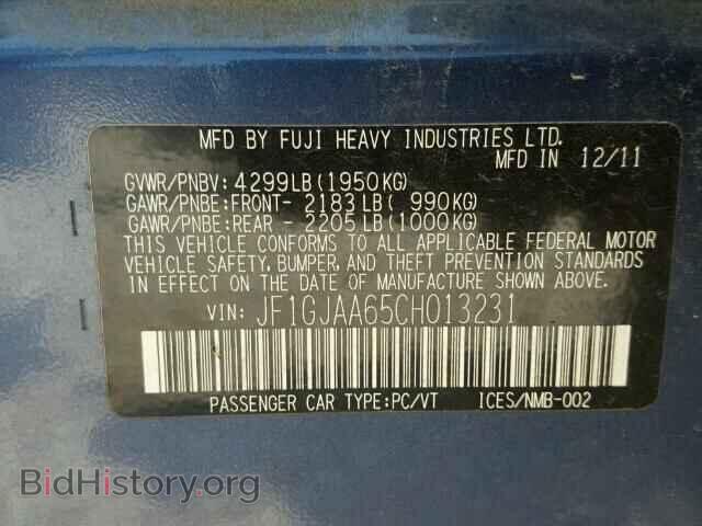2012 SUBARU IMPREZA - VIN: JF1GJAA65CH013231 - Фото 10
