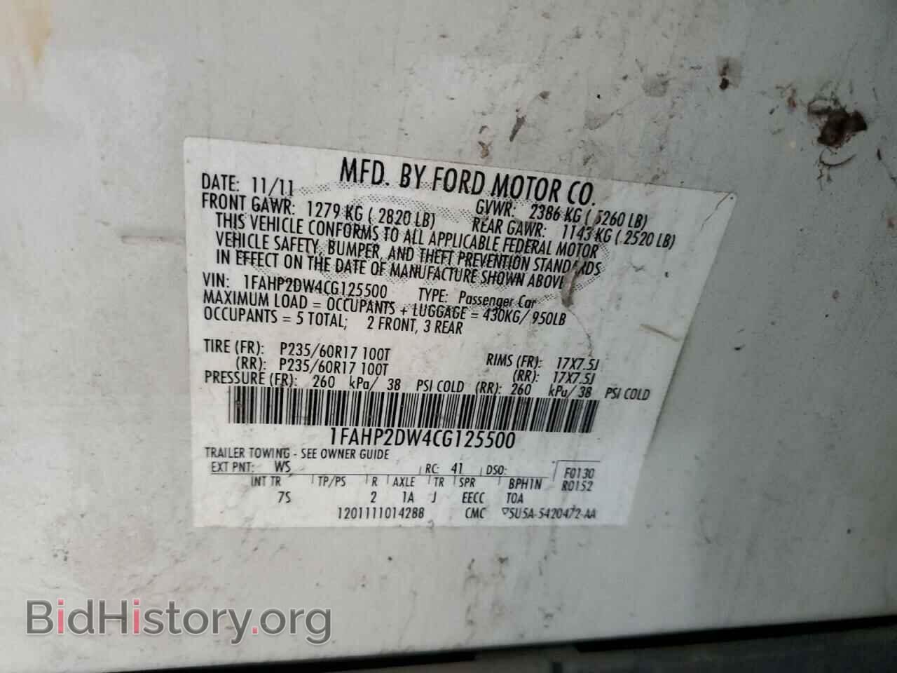 2012 FORD TAURUS - VIN: 1FAHP2DW4CG125500 - Photo 12