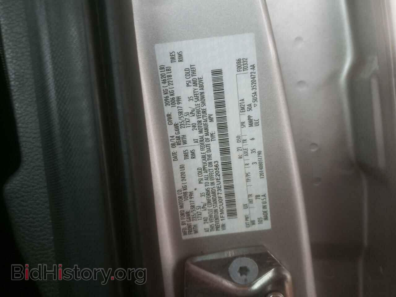 2014 FORD ESCAPE - VIN: 1FMCU0F73EUE20563 - Photo 14