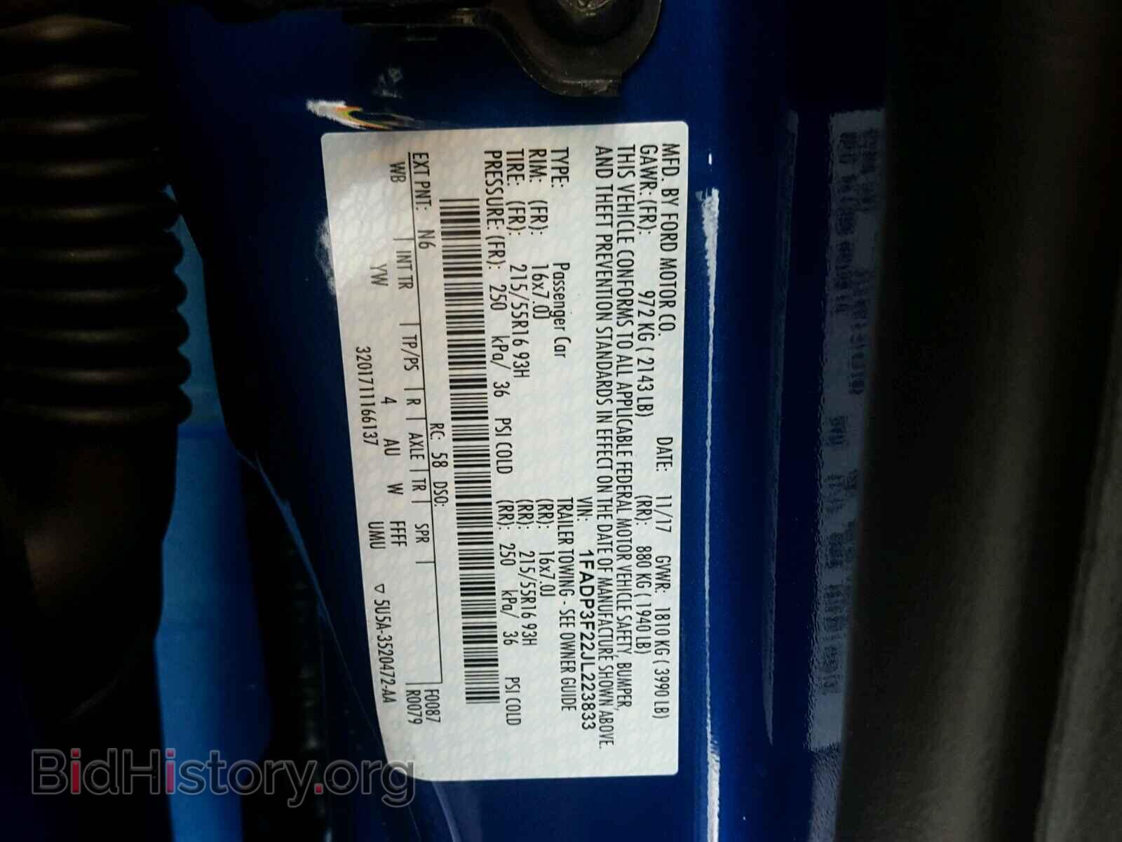 2018 FORD FOCUS - VIN: 1FADP3F22JL223833 - Фото 10
