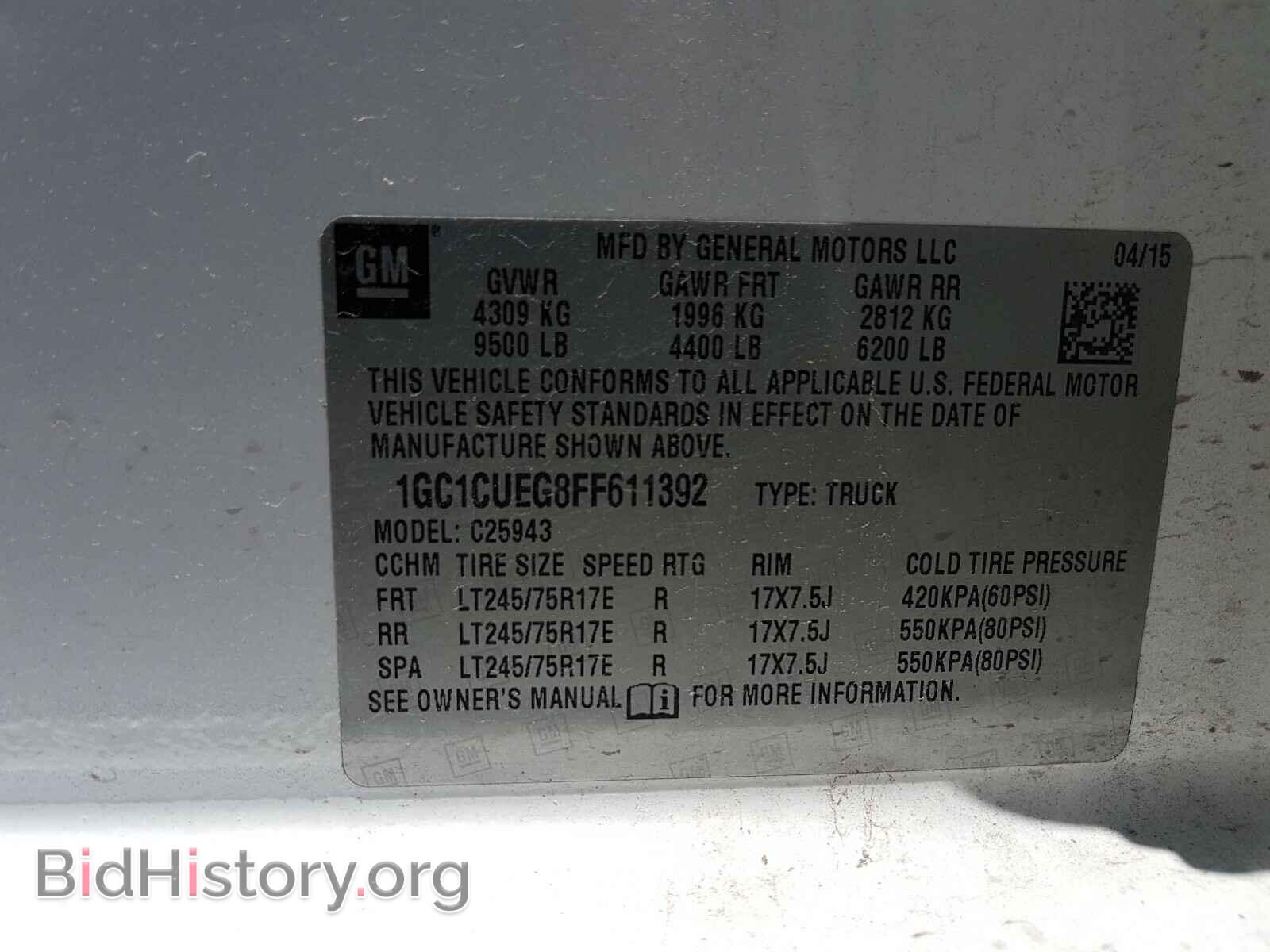 2015 CHEVROLET SILVERADO - VIN: 1GC1CUEG8FF611392 - Фото 10