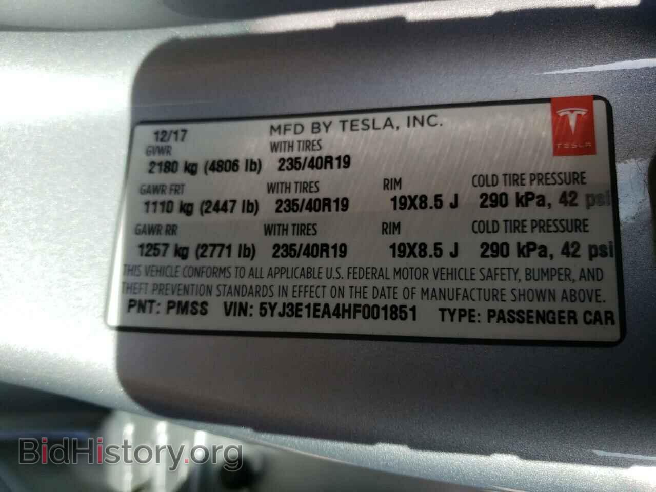 2017 TESLA MODEL 3 - VIN: 5YJ3E1EA4HF001851 - Photo 12