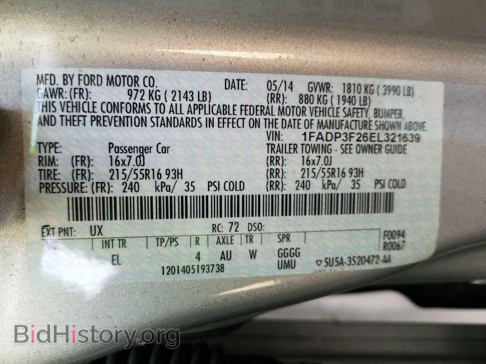 2014 FORD FOCUS - VIN: 1FADP3F26EL321639 - Фото 10