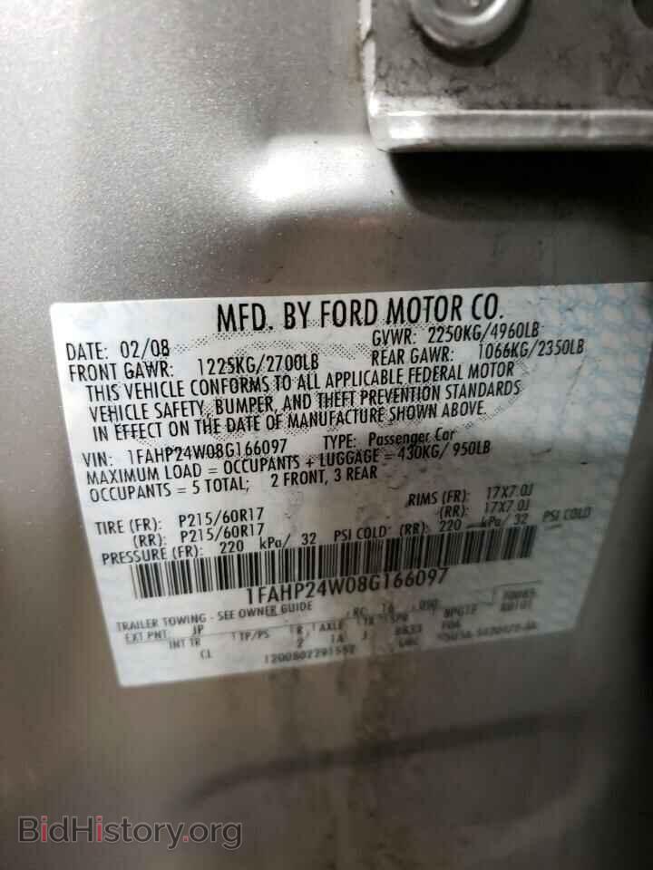 2008 FORD TAURUS - VIN: 1FAHP24W08G166097 - Фото 10