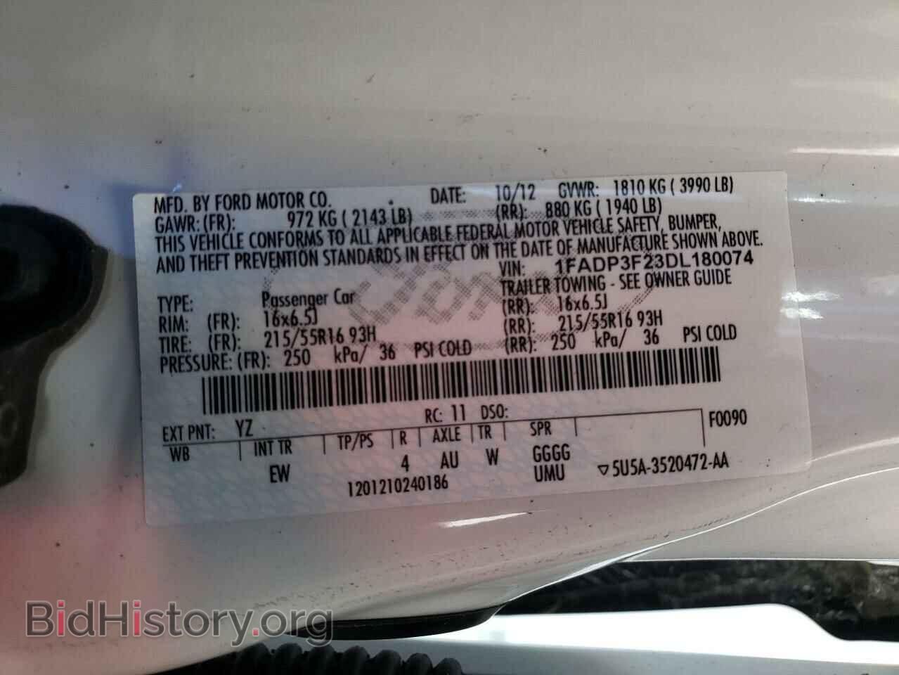 2013 FORD FOCUS - VIN: 1FADP3F23DL180074 - Фото 10