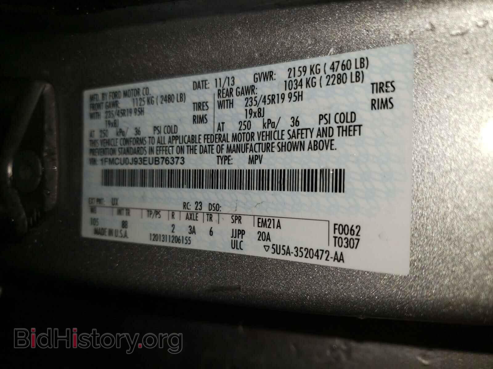 2014 FORD ESCAPE - VIN: 1FMCU0J93EUB76373 - Фото 10