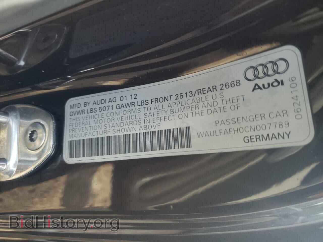 2012 AUDI A5 - VIN: WAULFAFH0CN007789 - Фото 10