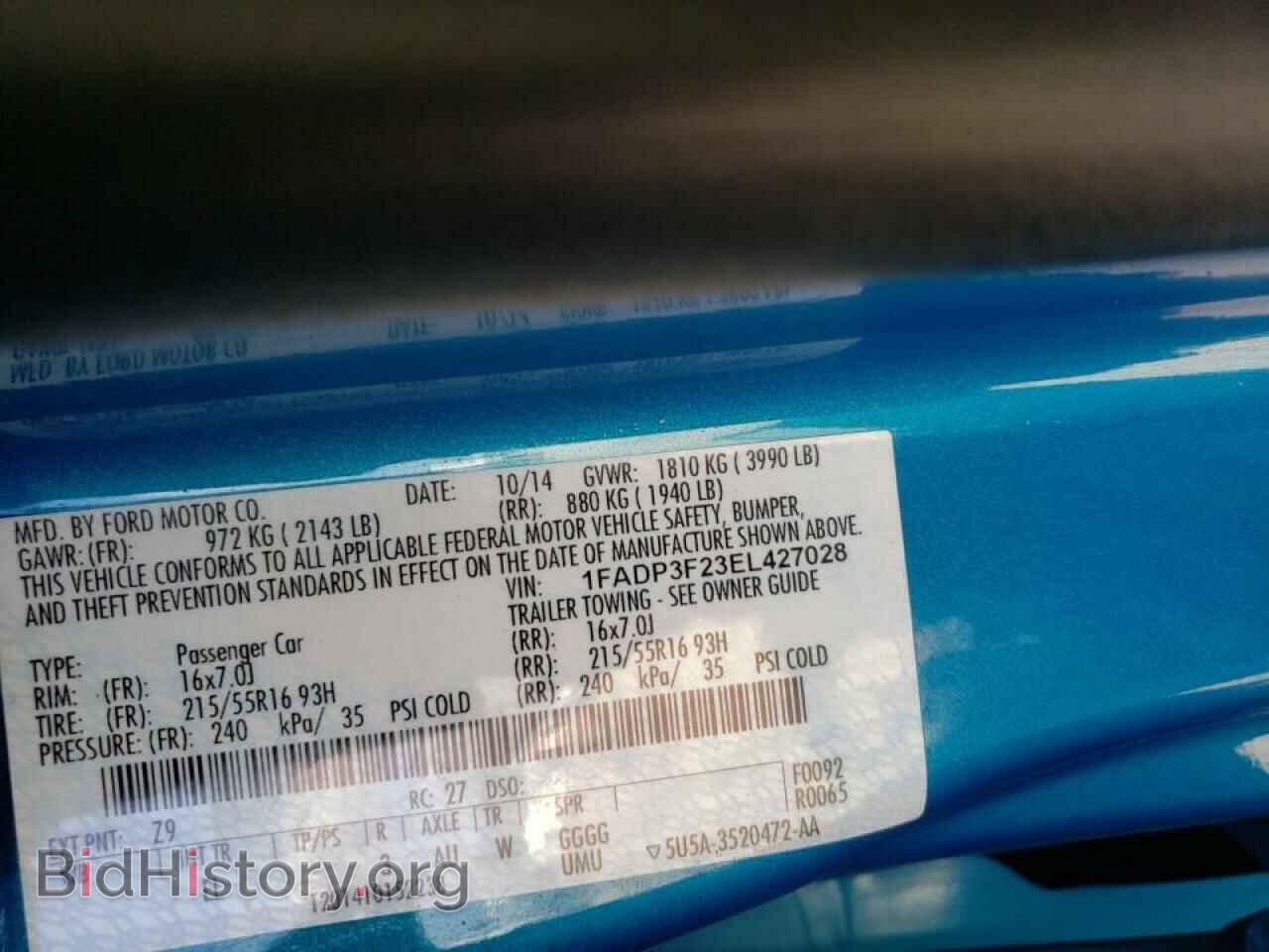 2014 FORD FOCUS - VIN: 1FADP3F23EL427028 - Фото 10
