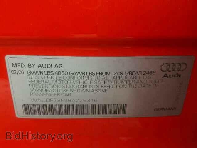 2006 AUDI A4 - VIN: WAUDF78E96A225316 - Фото 10