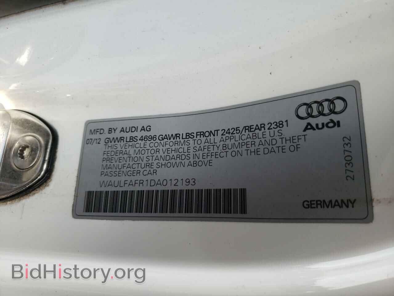2013 AUDI A5 - VIN: WAULFAFR1DA012193 - Photo 10