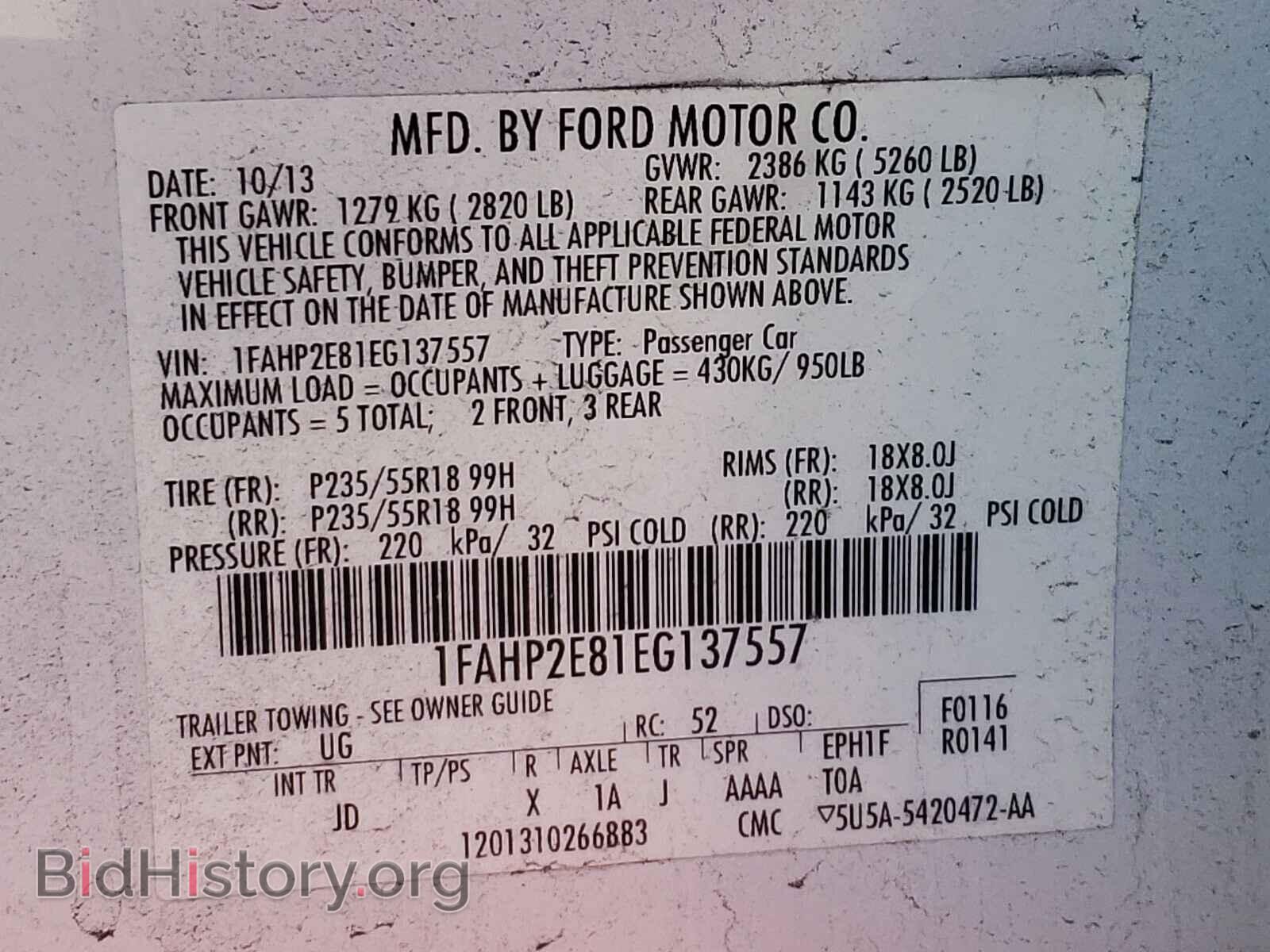 2014 FORD TAURUS - VIN: 1FAHP2E81EG137557 - Photo 10