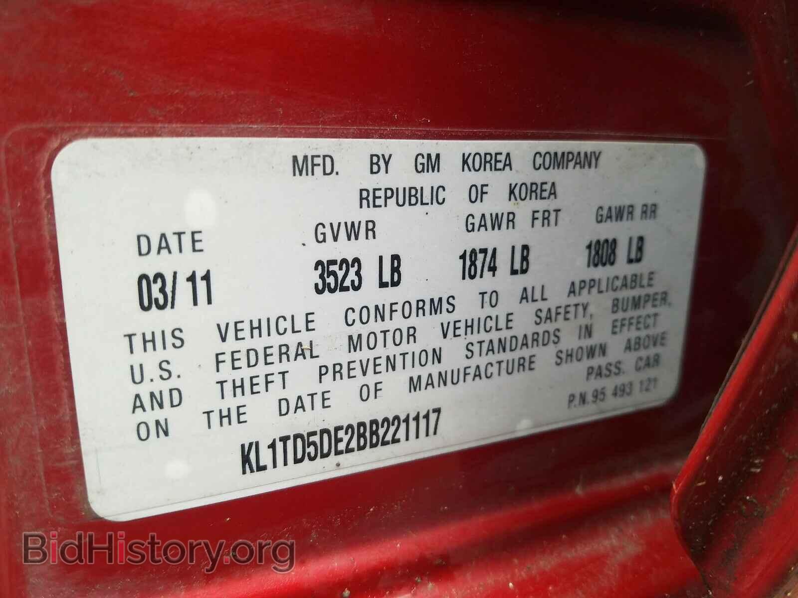 2011 CHEVROLET AVEO - VIN: KL1TD5DE2BB221117 - Фото 10