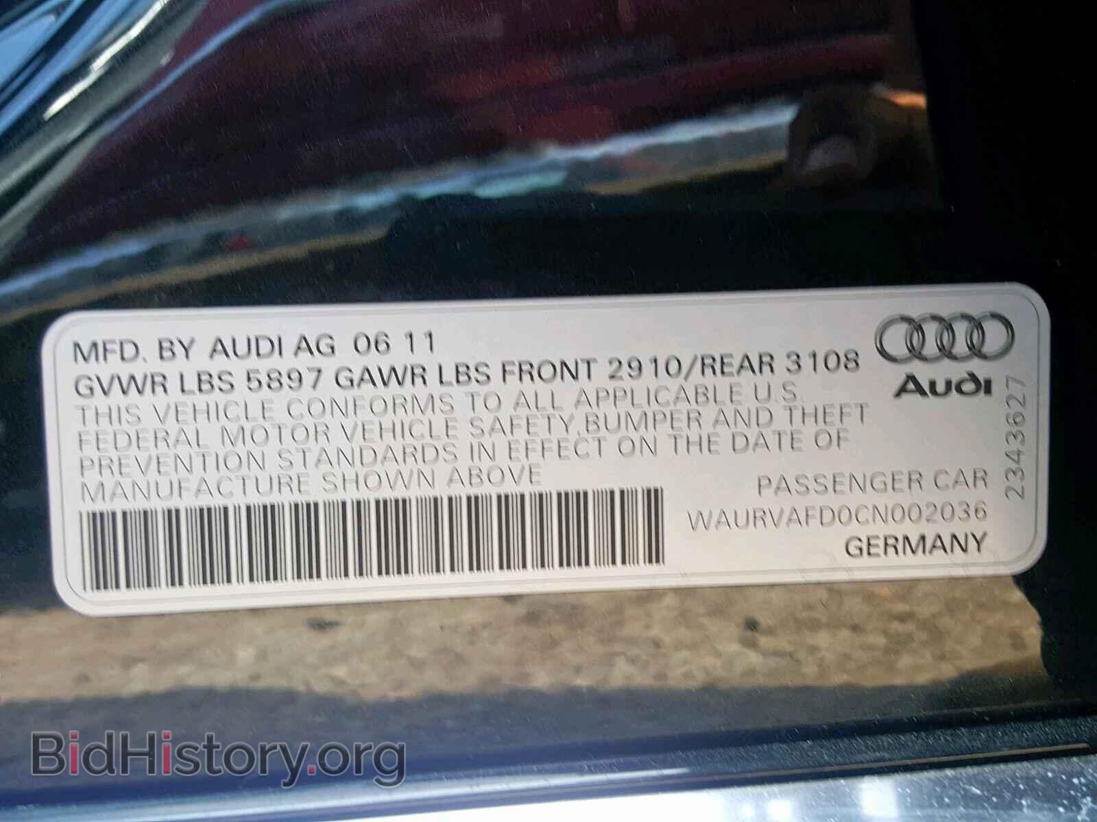 2012 AUDI A8 - VIN: WAURVAFD0CN002036 - Фото 10