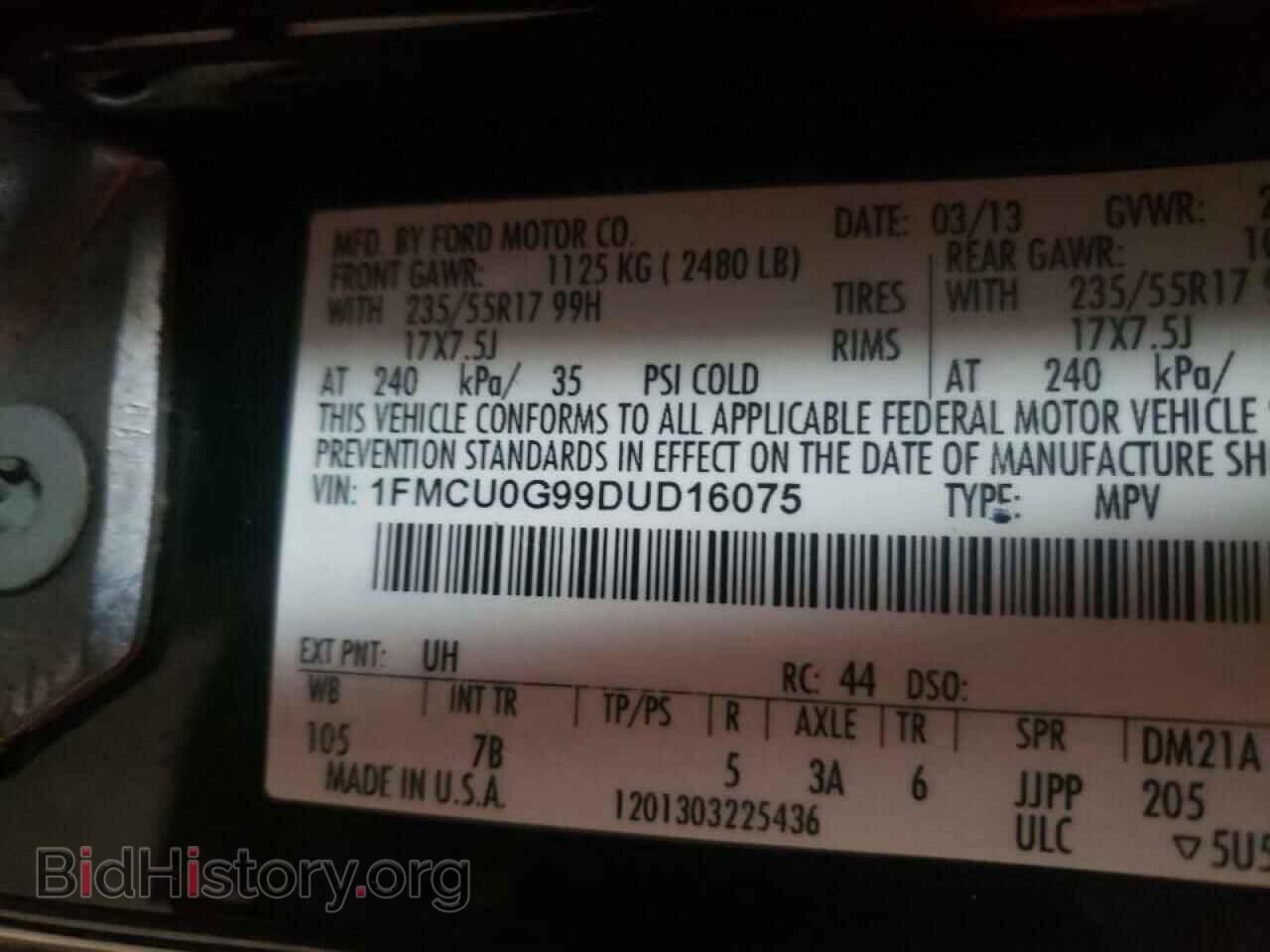 2013 FORD ESCAPE - VIN: 1FMCU0G99DUD16075 - Фото 10
