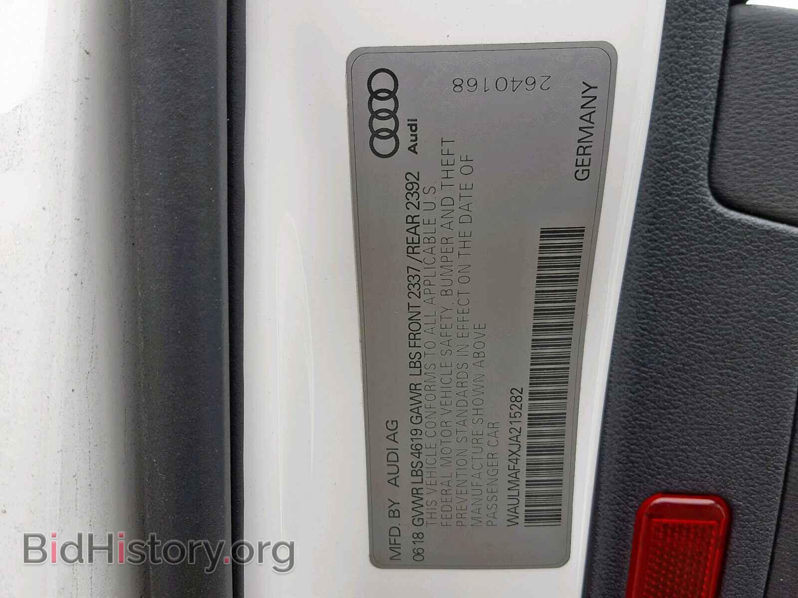 2018 AUDI A4 - VIN: WAULMAF4XJA215282 - Фото 10