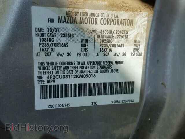 2002 MAZDA TRIBUTE - VIN: 4F2CU08112KM09016 - Фото 10