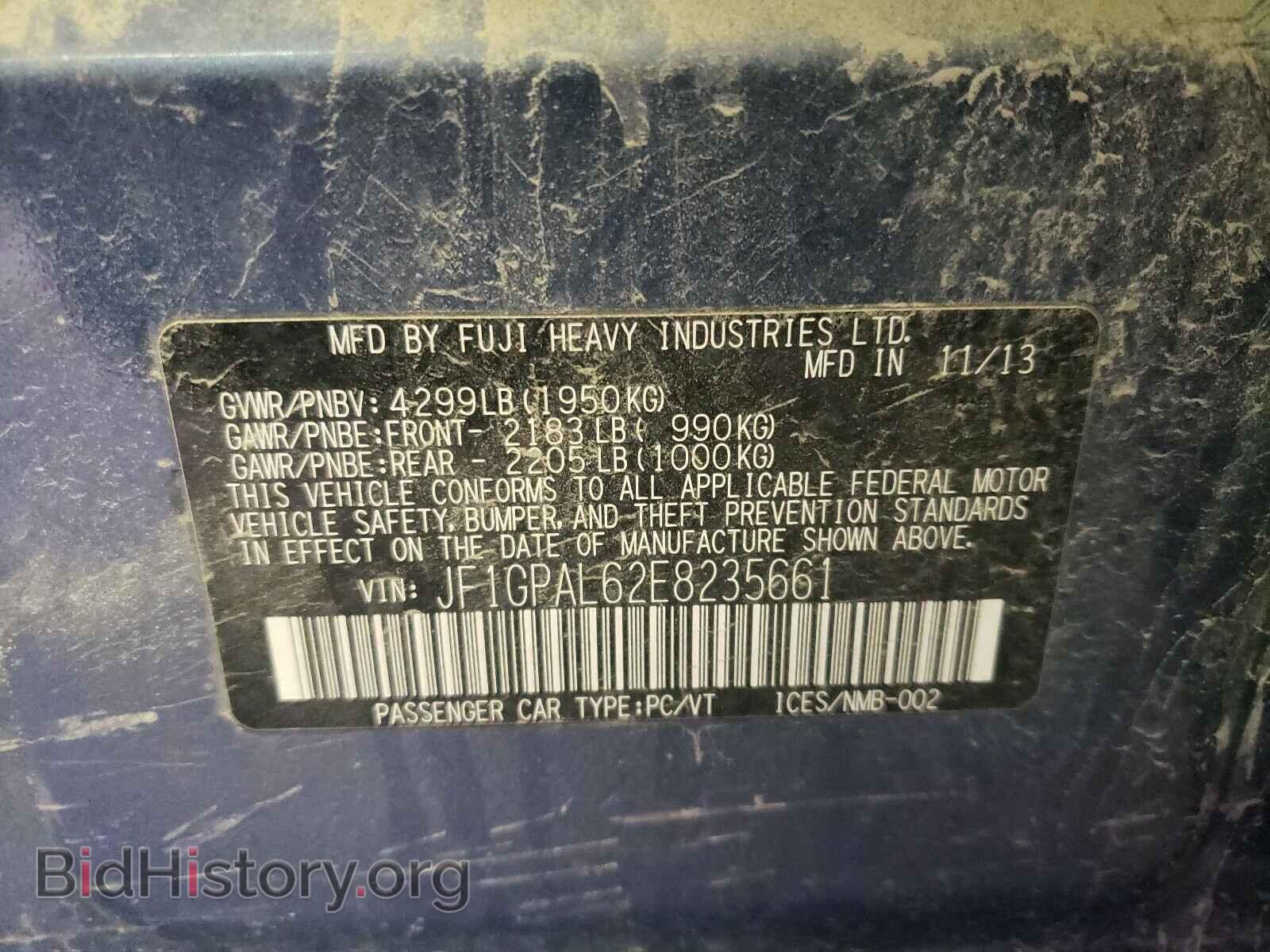 2014 SUBARU IMPREZA - VIN: JF1GPAL62E8235661 - Фото 10