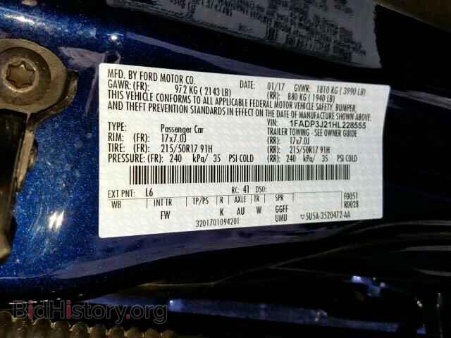 2017 FORD FOCUS - VIN: 1FADP3J21HL228555 - Фото 10