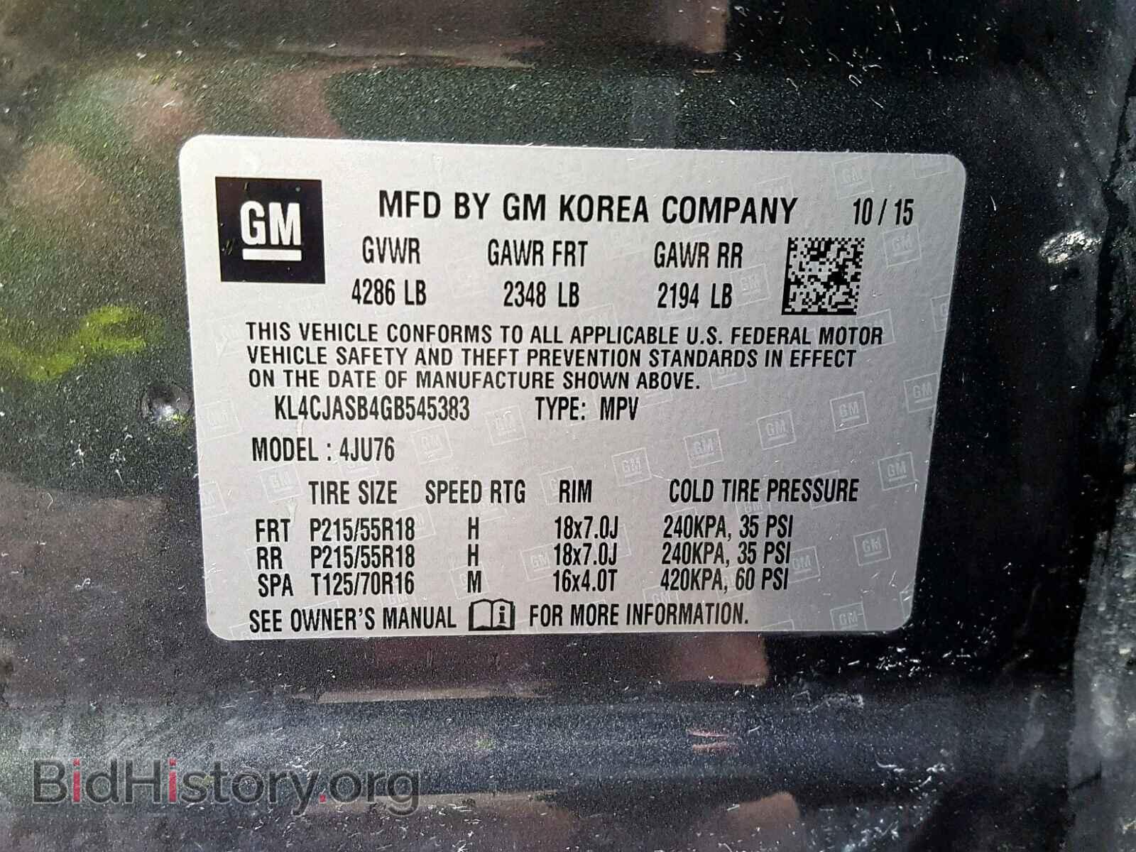 2016 BUICK ENCORE - VIN: KL4CJASB4GB545383 - Photo 10