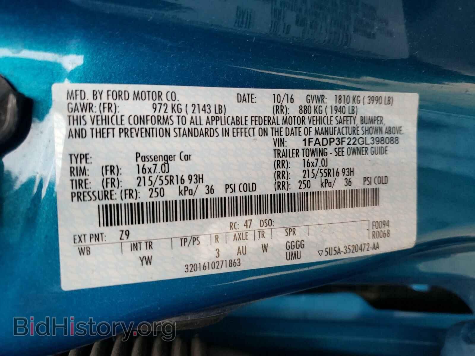 2016 FORD FOCUS - VIN: 1FADP3F22GL398088 - Фото 10
