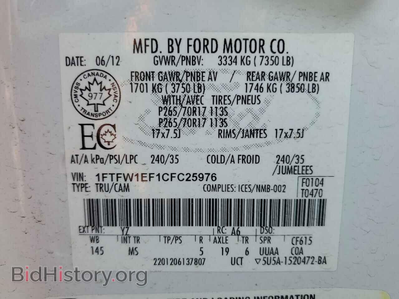 2012 FORD F-150 - VIN: 1FTFW1EF1CFC25976 - Фото 12