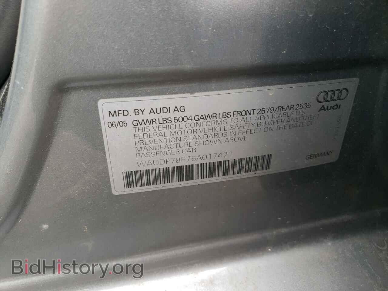 2006 AUDI A4 - VIN: WAUDF78E76A017421 - Photo 10
