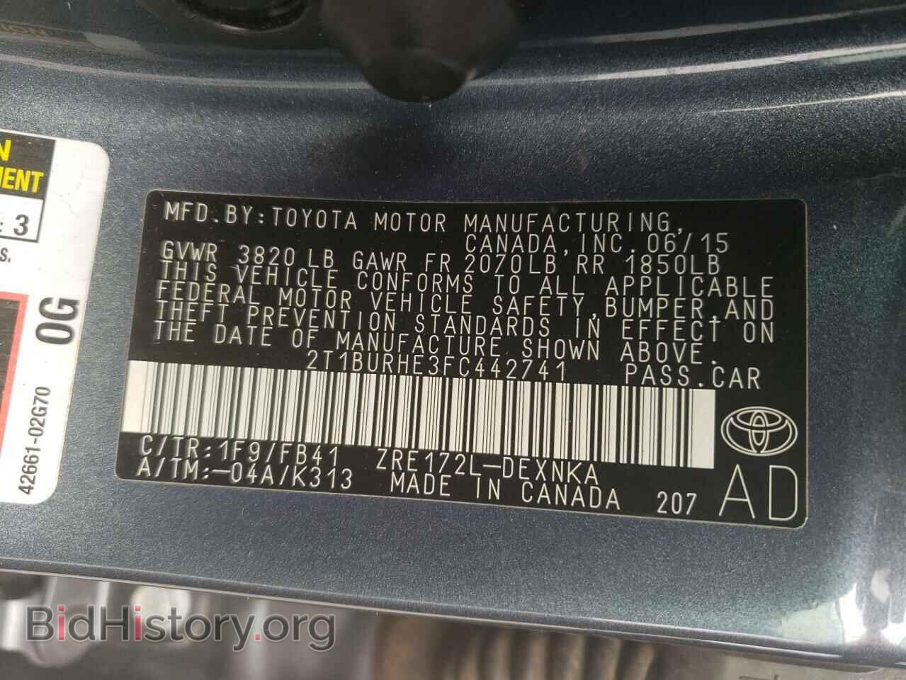 2015 TOYOTA COROLLA - VIN: 2T1BURHE3FC442741 - Фото 12