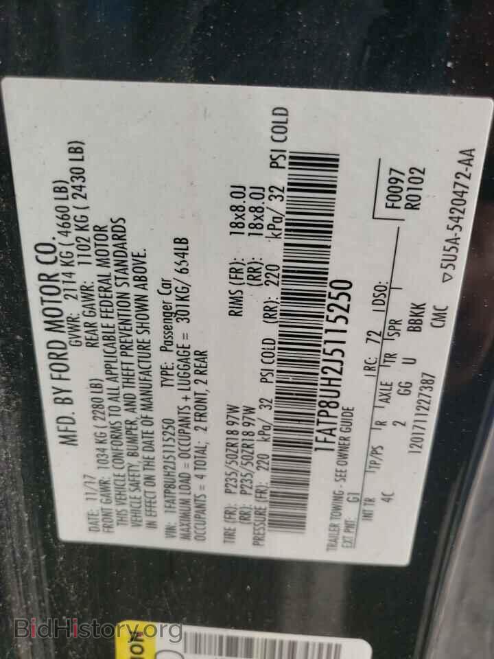 2018 FORD ALL Models - VIN: 1FATP8UH2J5115250 - Фото 12