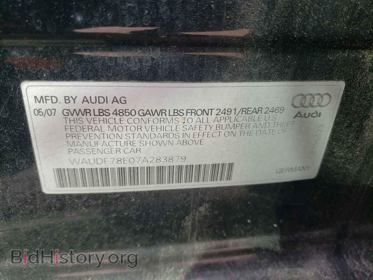 2007 AUDI A4 - VIN: WAUDF78E07A283879 - Фото 10