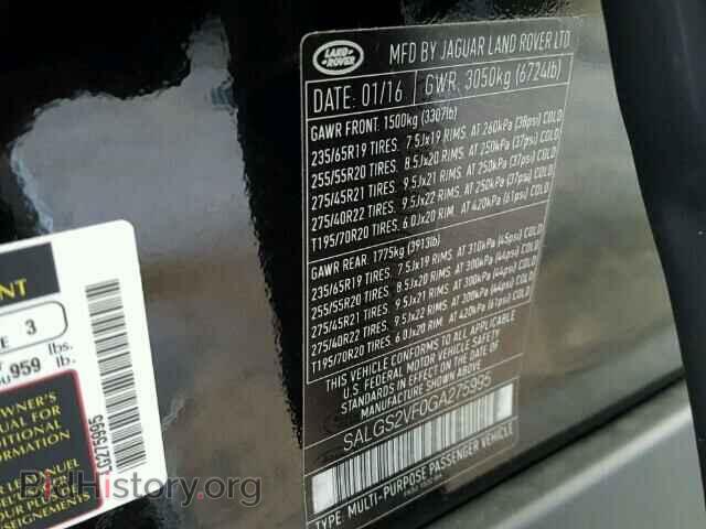 2016 LAND ROVER RANGEROVER - VIN: SALGS2VF0GA275995 - Фото 10