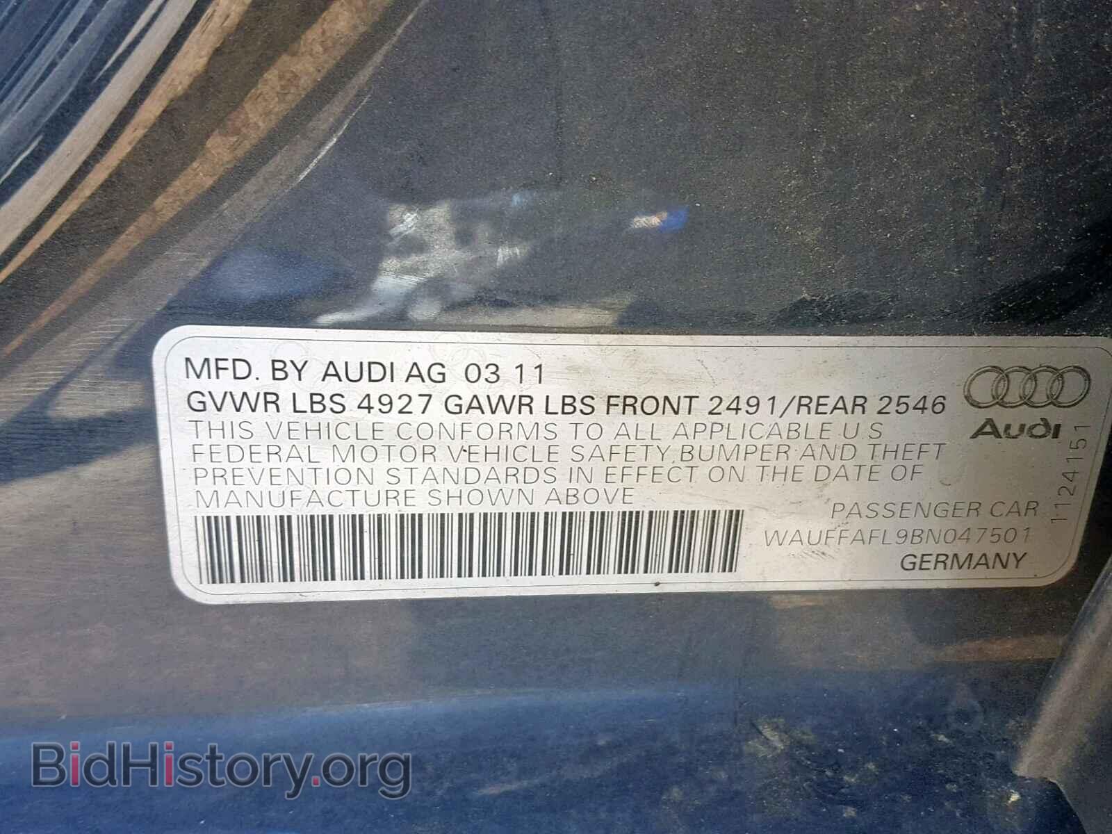 2011 AUDI A4 - VIN: WAUFFAFL9BN047501 - Фото 10