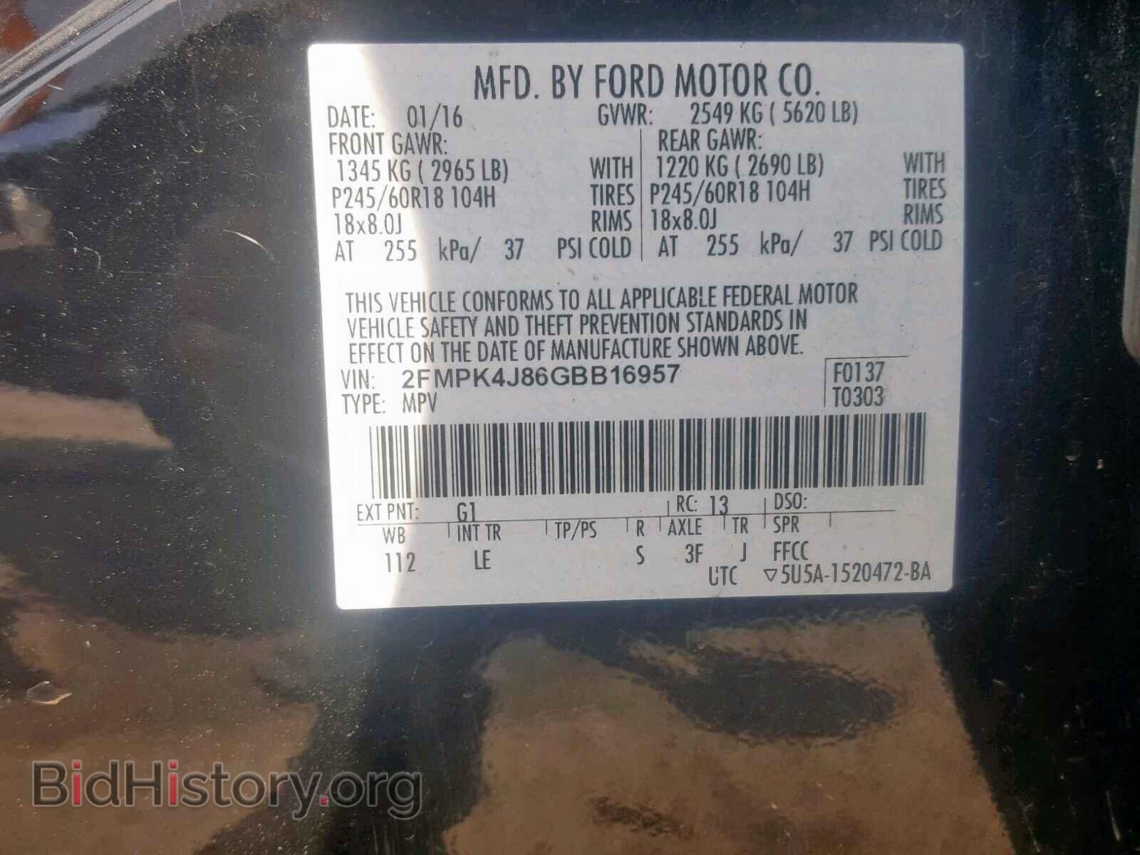 2016 FORD EDGE SEL - VIN: 2FMPK4J86GBB16957 - Photo 10