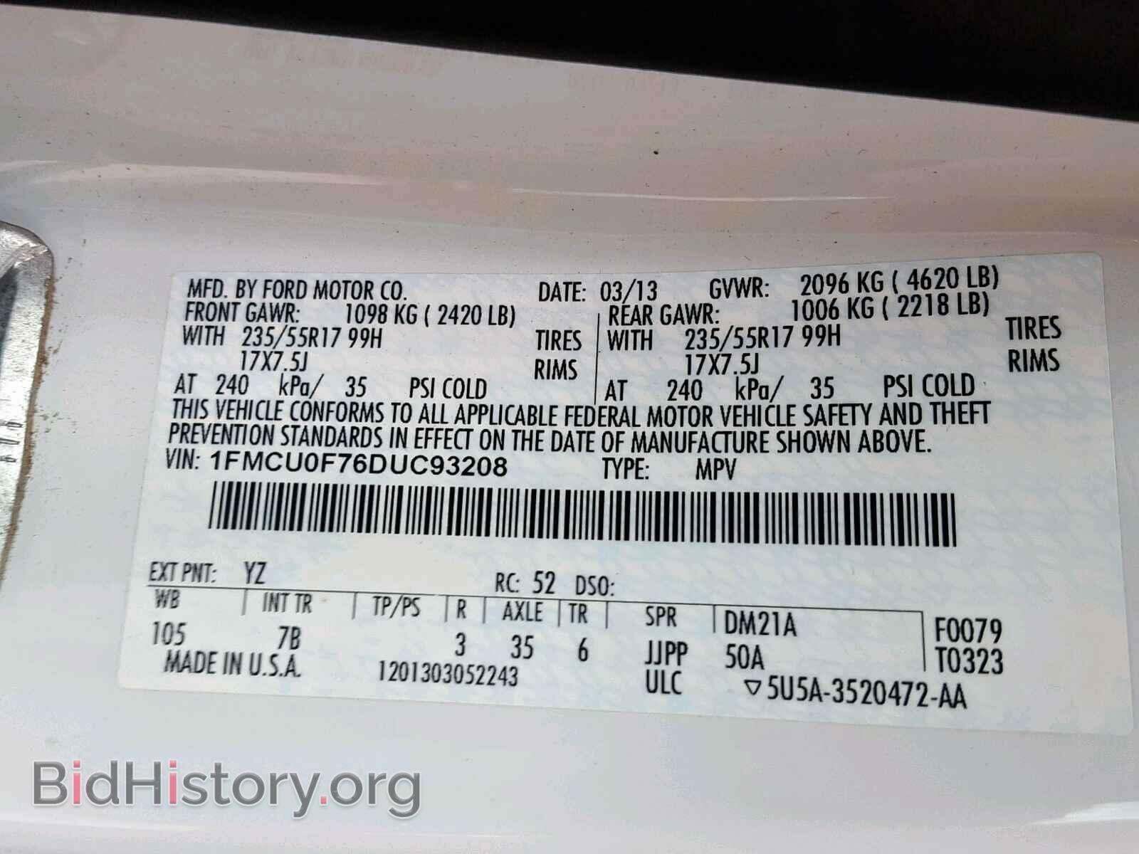 2013 FORD ESCAPE S - VIN: 1FMCU0F76DUC93208 - Photo 10