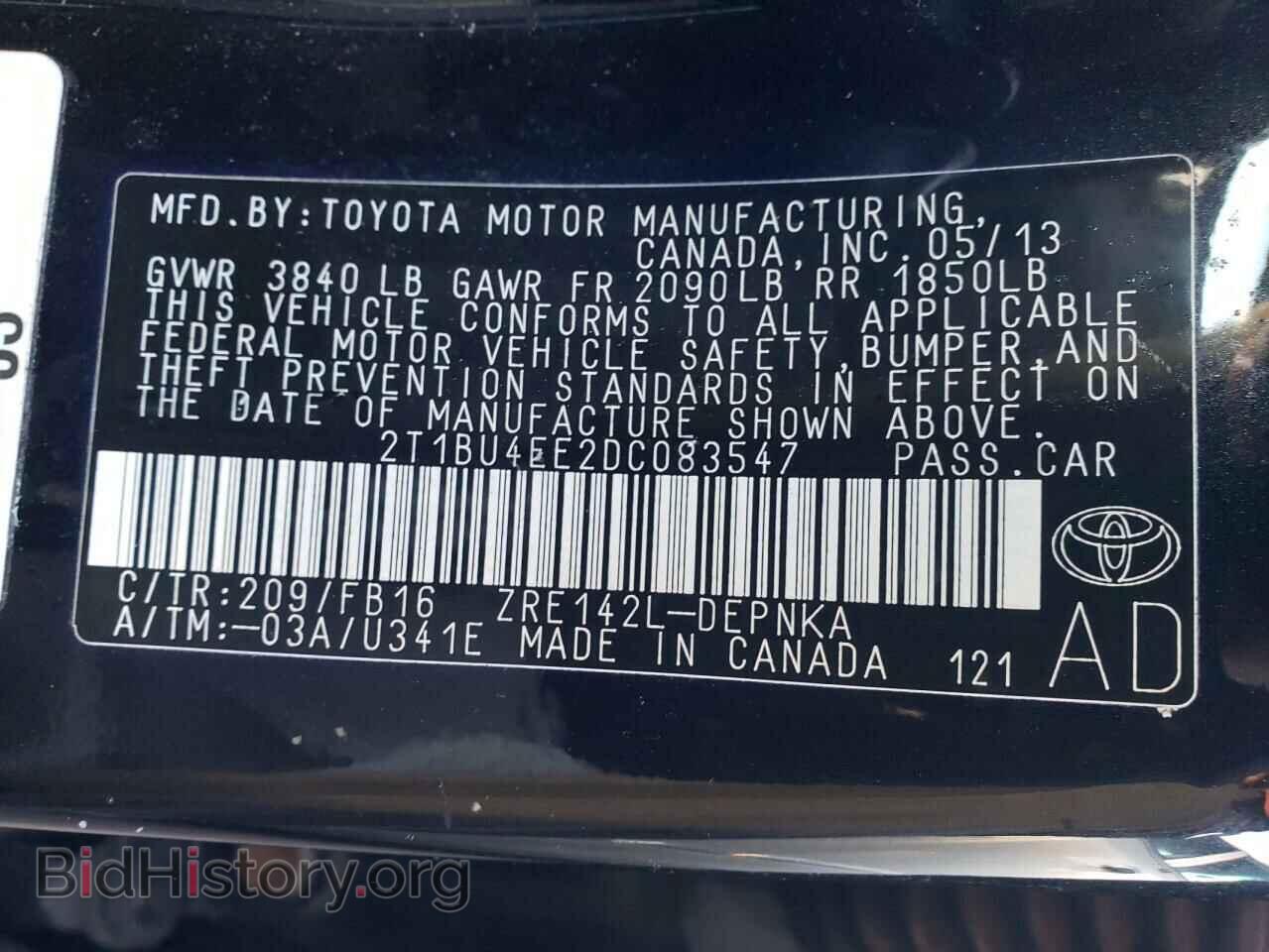2013 TOYOTA COROLLA - VIN: 2T1BU4EE2DC083547 - Фото 12