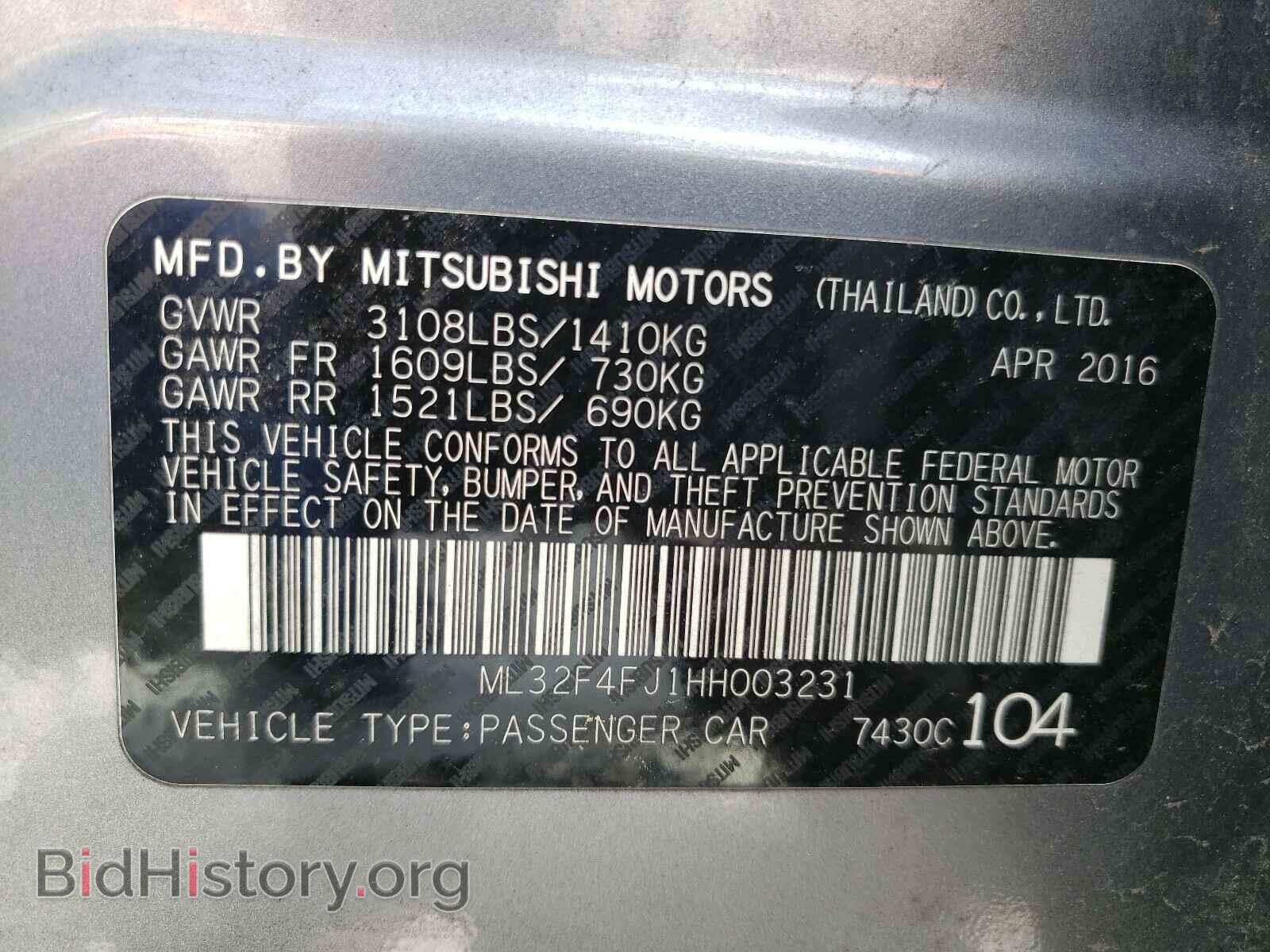 2017 MITSUBISHI MIRAGE - VIN: ML32F4FJ1HH003231 - Фото 10
